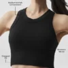 Sujetador «Delight» de modal sin costuras con cuello alto y relieve - Negro
