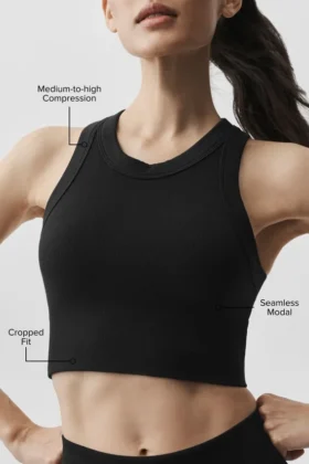 Sujetador «Delight» de modal sin costuras con cuello alto y relieve – Negro