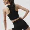 Sujetador «Delight» de modal sin costuras con cuello alto y relieve - Negro
