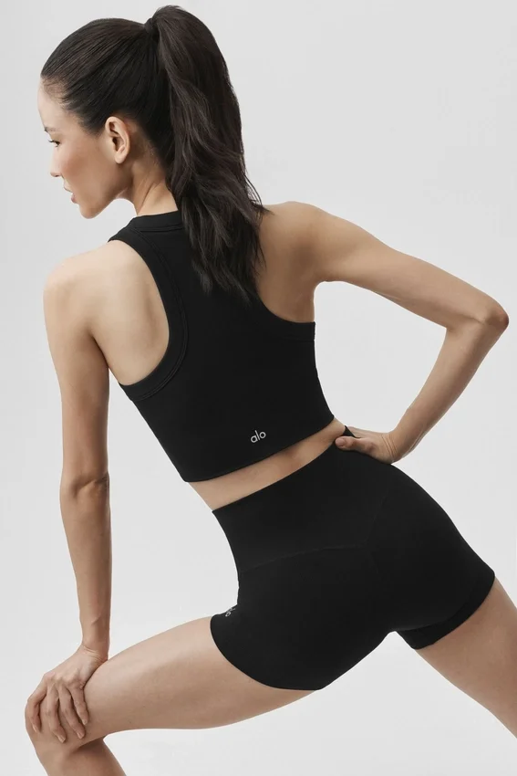 Sujetador «Delight» de modal sin costuras con cuello alto y relieve - Negro