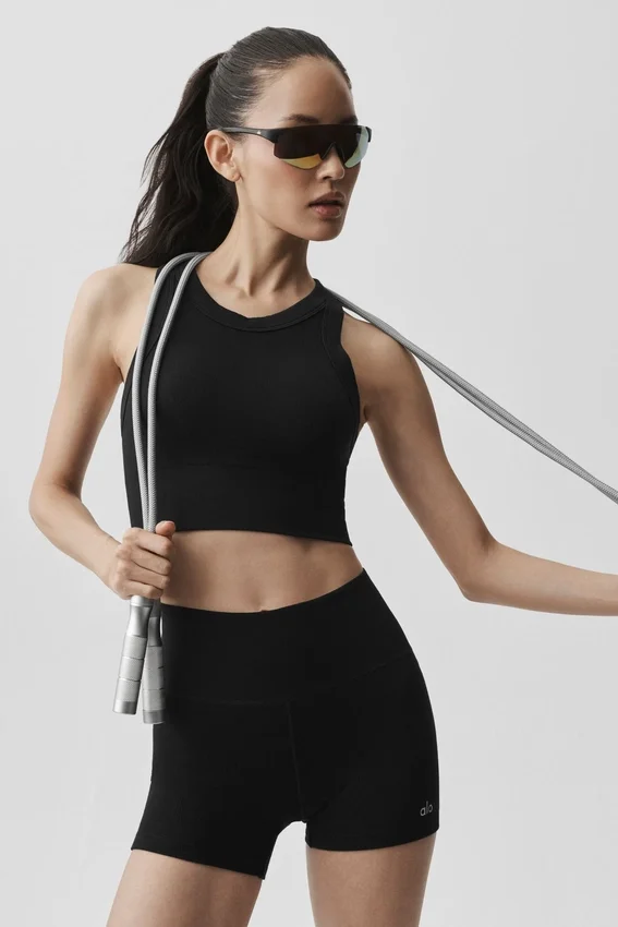 Sujetador «Delight» de modal sin costuras con cuello alto y relieve - Negro