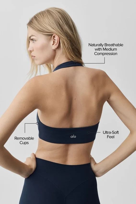 Sujetador halter Alo Softsculpt «Feel the Heat» - Azul marino