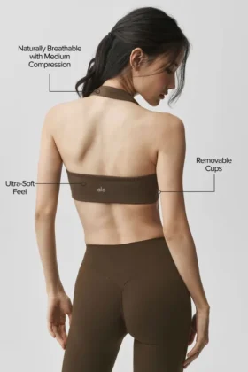 Sujetador halter «Feel the Heat» de Alo Softsculpt – Espresso