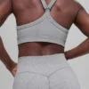 Sujetador sin costuras de canalé bicolor - Gris brumoso claro jaspeado