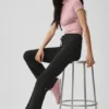 Top de manga corta con cuello alto sin costuras de punto Pointelle - Rosa vintage
