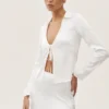 Top de manga larga Radiance de mezcla de seda - Blanco