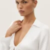 Top de manga larga Radiance de mezcla de seda - Blanco