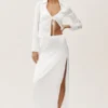Top de manga larga Radiance de mezcla de seda - Blanco