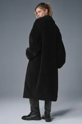 Trench oversize de sherpa – Negro