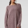 Vestido de cachemira afelpada con textura de gofre - Gris jaspeado seta