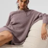 Vestido de cachemira afelpada con textura de gofre - Gris jaspeado seta