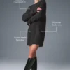 Vestido de cachemira mullida con textura de gofre - Gris jaspeado oscuro