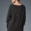 Vestido de cachemira mullida con textura de gofre - Gris jaspeado oscuro