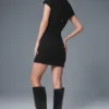 Vestido de manga corta acanalado «Goddess» - Negro