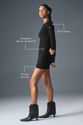 Vestido de manga larga «Ribbed Sea Coast» — Negro