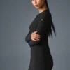 Vestido de manga larga «Ribbed Sea Coast» — Negro