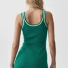 Vestido de punto estilo jersey de club de tenis - Emerald Isle/Marfil