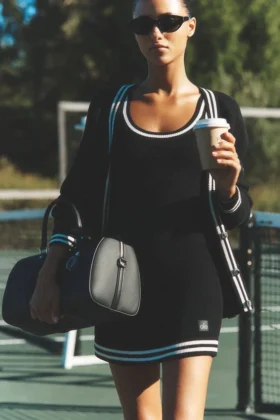 Vestido de punto «Tennis Club» - Negro/Marfil