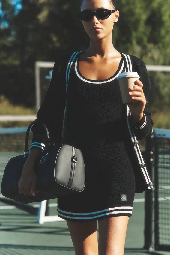 Vestido de punto «Tennis Club» - Negro/Marfil