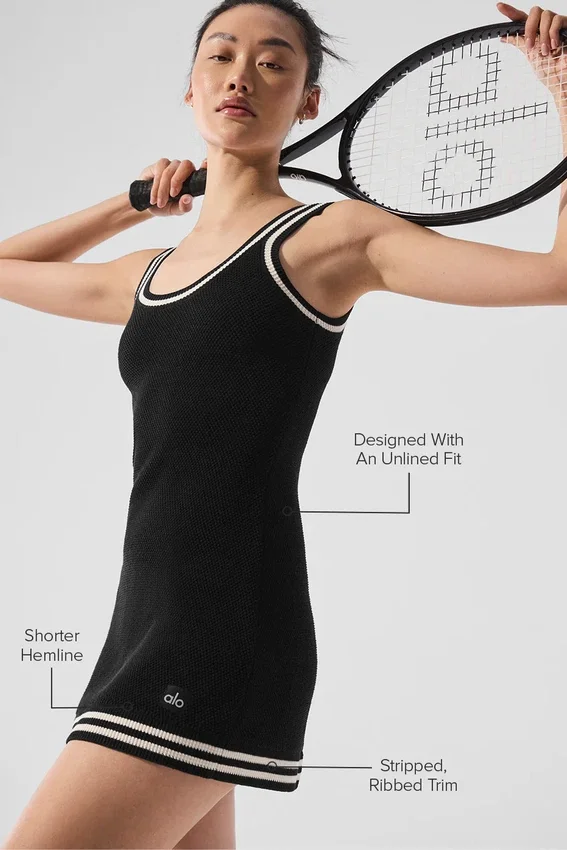 Vestido de punto «Tennis Club» - Negro/Marfil