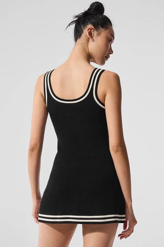 Vestido de punto «Tennis Club» - Negro/Marfil