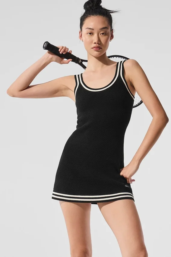 Vestido de punto «Tennis Club» - Negro/Marfil