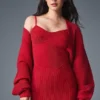 Vestido de punto vaquero mini - Rojo intenso/Rojo intenso oscuro