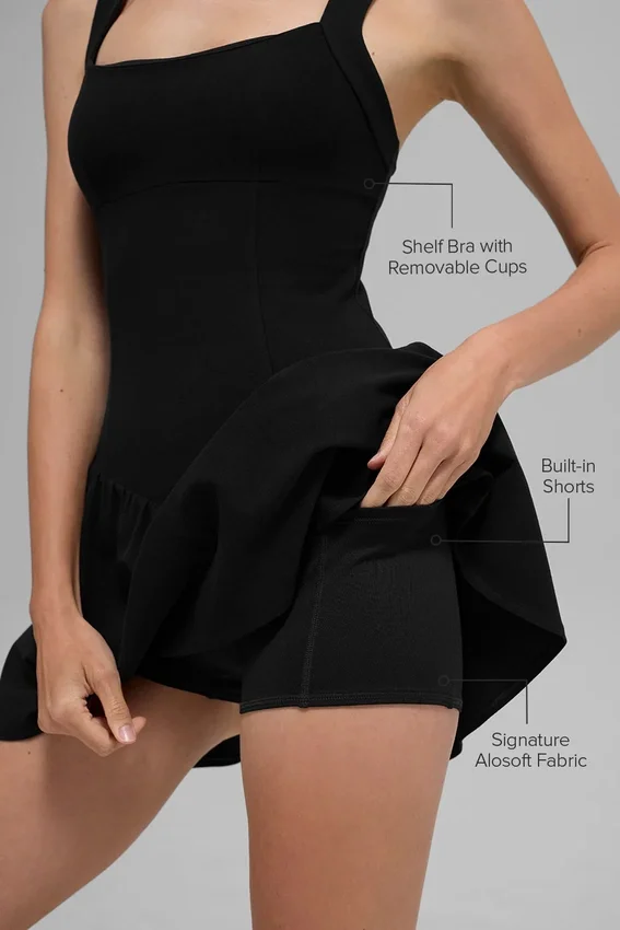 Vestido de tenis Alosoft Break Point - Negro