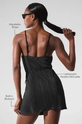 Vestido de tenis «Micro Plisse Game On» – Negro