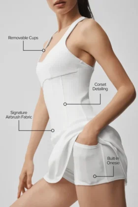Vestido de tenis tipo corsé «Airbrush Sparks Fly» – Blanco