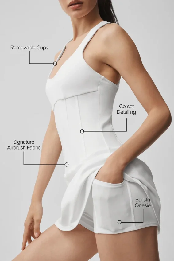 Vestido de tenis tipo corsé «Airbrush Sparks Fly» - Blanco