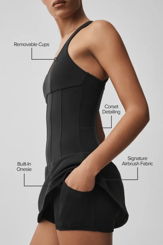 Vestido de tenis tipo corsé «Airbrush Sparks Fly» - Negro