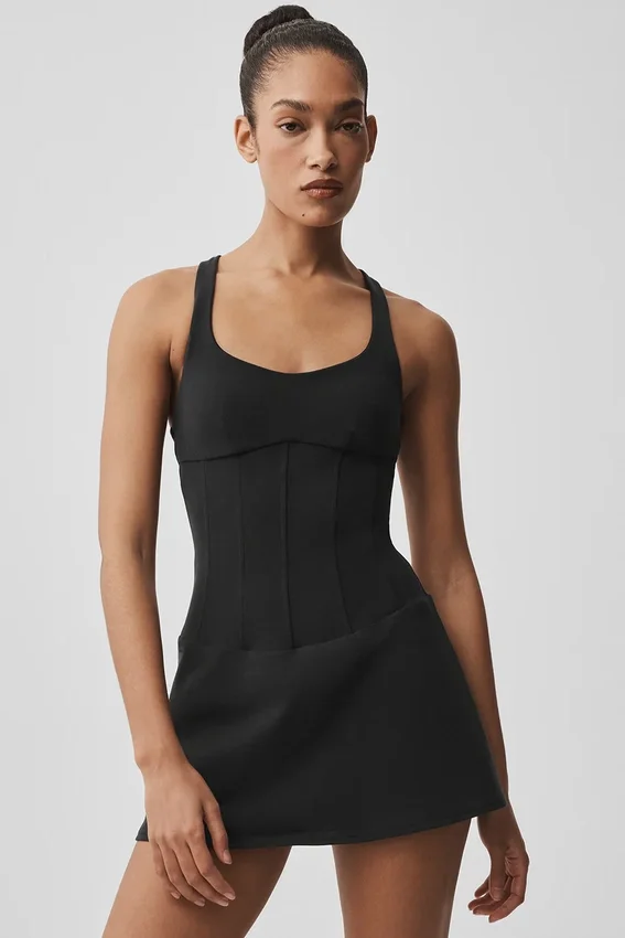 Vestido de tenis tipo corsé «Airbrush Sparks Fly» - Negro