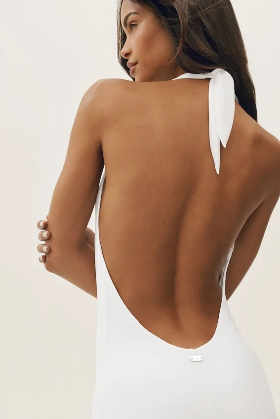 Vestido largo con cuello halter «Summer Soiree» - Blanco