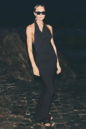 Vestido largo con cuello halter «Summer Soiree» - Negro