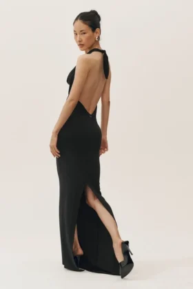 Vestido largo con cuello halter «Summer Soiree» – Negro