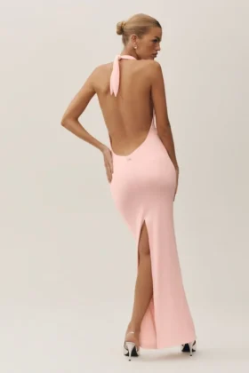 Vestido largo con cuello halter «Summer Soiree» - Rosa soleado