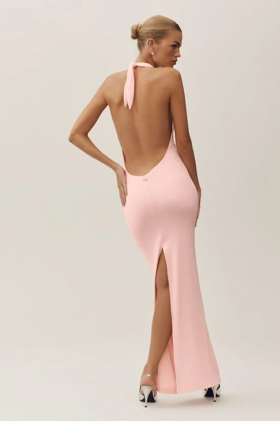 Vestido largo con cuello halter «Summer Soiree» - Rosa soleado