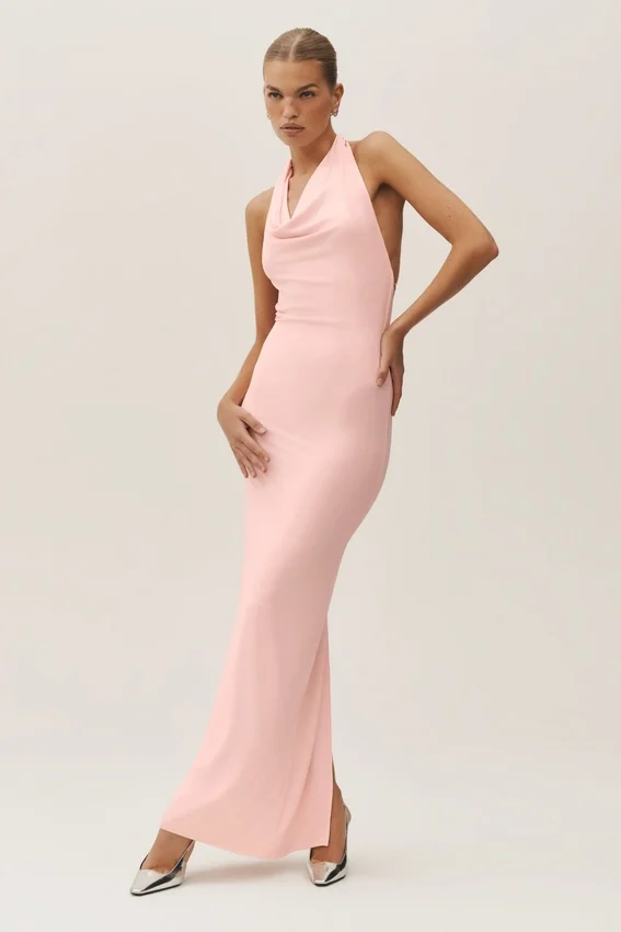 Vestido largo con cuello halter «Summer Soiree» - Rosa soleado