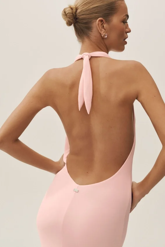Vestido largo con cuello halter «Summer Soiree» - Rosa soleado