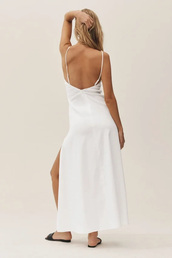 Vestido largo Riviera de mezcla de lino - Blanco