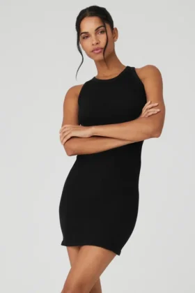 Vestido «Warm Nights» sin costuras y de canalé - Negro