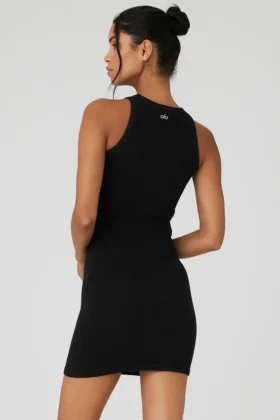 Vestido «Warm Nights» sin costuras y de canalé – Negro